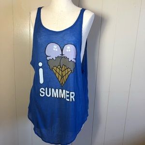 Wildfox large ice cream summer tank love blue
